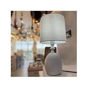 Modern Cylindrical Table Lamp – Matte Base with Fabric Shade