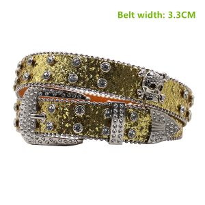 Western Gold Rhinestone Belt Diamond Encrusted Belt Pin Buckle Men's Belt  at  Women’s Clothing store