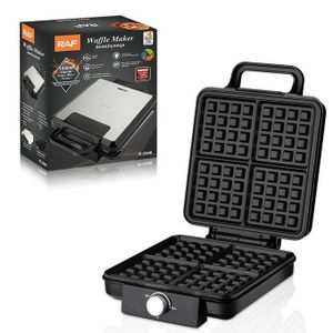 RAF  4-Slice Belgian Waffle Maker adjustable  Browning Levels, 1500W, Silver/Black, Large Waffle Maker Family Size, Great for Family Breakfasts