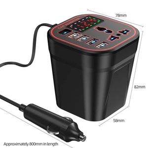 200w car power inverter 50/60Hz with digital screen display,Type c interface,3 usb interface and socket port