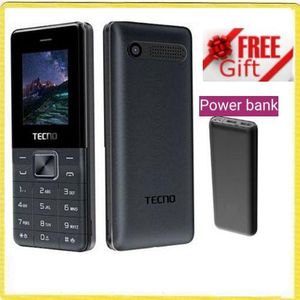 Tecno T301, (Dual Sim) FM, (Bluetooth).Torch, Memory Card Slot- Black, + FREE GIFTS,