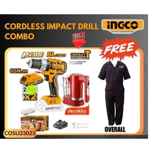 Ingco CORDLESS IMPACT DRILL COMBO + OVERALL