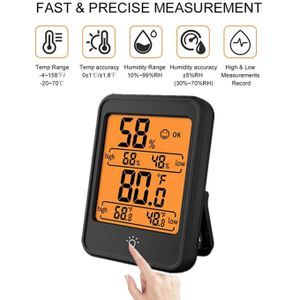 Thermometer Hygrometer, Indoor Outdoor Thermometer Round Touch Screen  Hygrometer Wireless Electronic Thermohygrometer With Lcd Display For Home,  Green