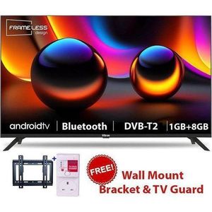 Global Star 43" INCH FRAMELESS SMART ANROID & DIGITAL TELEVISION, BLUEOOTH ENABLED TV, NETFLIX, YOUTUBE, APP STORE, WIFI CONECTIVITY,,MULTIPLE USB&HDMI PORTS(2 YR WARRANTY)+FREE WALL BRACKET+ TV GUARD