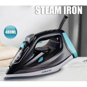 Sokany Powerful Steam Iron for Clothes with Rapid Heating Ceramic Coated Soleplate, 2200W with Precise Thermostat Dial, Self-Cleaning, Auto-Off, 480ml Water Tank for Home Clothes Ironing Use