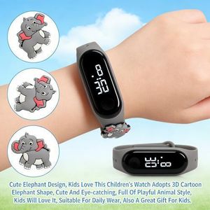 Kids Digital Watch Elephant Cartoon Wristwatch for Boys Girls