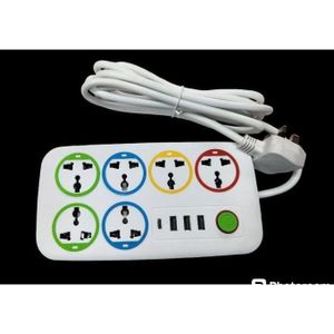 Astra 6 Way Slots Power Extension With 4 USB Ports Cables And Surge Protection- 2500w