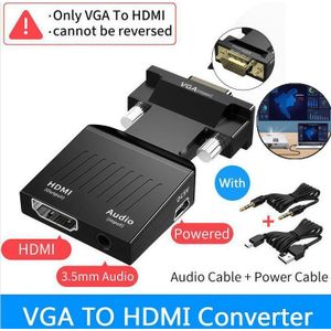 VGA To HDMI Adapter 3.5mm Audio 1080P HDTV AV Converter Adapter for Laptop Computer (HDMI) to TV Projector Monitor (VGA)