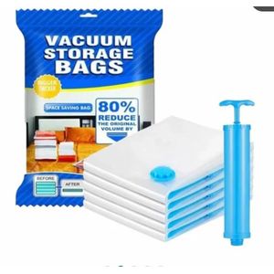 Space Saving Vacuum Storage Bags 5pcs Set with Free Hand Pump Clothes Organizer Travel and Home Space Saver