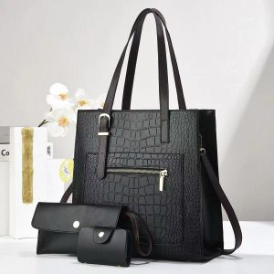 Black Official 3 in 1 Tote bags shoulder bags Women Handbags Ladies Set bags 