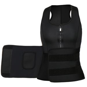 Fashion Corset Mens Slimming Belt Fitness Neoprene Sauna Suit For Men Waist  Trainer Vest Zipper Body Shaper With Adjustable Tank Top