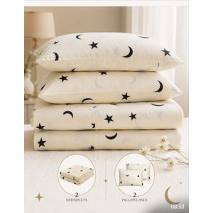 Moon And Star 6×6 4 Piece Bedsheet Set - 2 bedsheets 2 pillow cases 