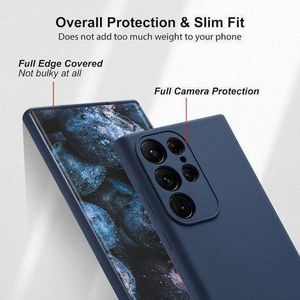 Na Samsung Galaxy S23 Ultra Case Liquid Silicone, Skin Touch Gel Rubber Case with Soft Microfiber Lining, Cute Slim Full Camera Protection Cover, Dark Blue