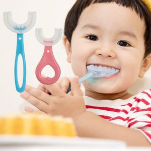 3 pieces  U Shaped Toothbrush for Kids Manual Whitening Toothbrush Silicone Brush Head for Kids Children Infant Toothbrush For 2-6 Years Mouth-Cleaning