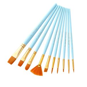 ZHUTING 6Pcs Artist Fan Paint Brush Set Nylon Hair Brush Tips Long