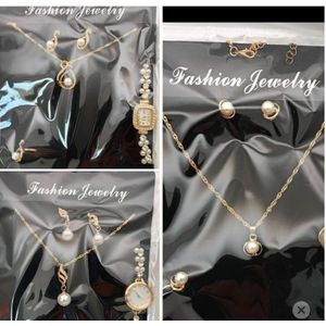 4-in-1 Luxury Golden Jewelry Gift Set – Elegant Women’s Watch, Necklace, Earrings & Adjustable Ring Ensemble – Premium Valentine’s & Anniversary Gift Box