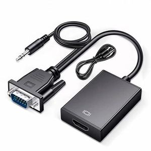 Bn VGA to HDMI Adapter with Audio, 1080P Converter for PC to TV, VGA source to HDMI display (one-way), up to 1080P, 3.5mm audio, plug & play (1pc, Black)