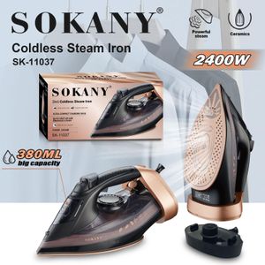 Sokany Professional Grade 2400W Home Steam Cordless Iron, Steam Iron with 380ML Water Tank, Ceramic Non-Stick Soleplate, Variable Steam Control, Self-Cleaning, Anti-Calcium, Anti-Drip, Green 