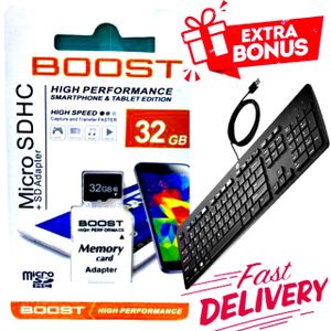 Boost 32 GB Micro SDHC Memory card // HP Wired Keyboard 