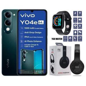 Vivo Y04e, 4G, 6.74", 4GB RAM + 64GB ROM Storage, (Dual SIM), 5500mAh, (1 YEAR WARRANTY) - Jade Green + FREE GIFTS INCLUDED
