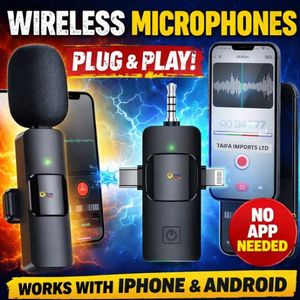 Wireless Microphone for iPhone & Android – Plug & Play, No App Needed, Crystal-Clear Sound for Vlogging & Streaming