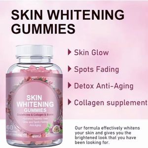 Skin Whitening Gummies with Collagen and Bioth Hydrated Youthful Skin Brightening Herbal Collagen Skin Whitening Gummies