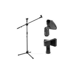  LIVE STAGE Proffessional Adjustable Tripod Base Microphone Stand, With 2 Mic Holder