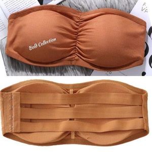 1Pc Cotton Sexy Wireless Strappy Back Strapless Bralettes Brown