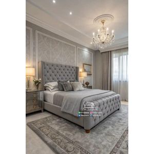 5 by 6 living space oak frame slat bed