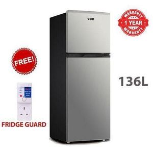 VON 136L Refrigerator, Adjustable Glass Shelves, Double Door