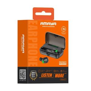 Amaya ATW-37, 40 hours, charging case, Bluetooth version 5.3, 13mm speaker, Integrated touch controls, HiFi stereo sound - Black