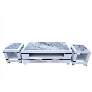 coffee table with two stools & marble top