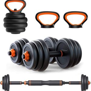 30Kg 6 in 1 Adjustable Dumbbells, Kettlebells and Barbells Weight Lifting Set Strength Training Equipment 