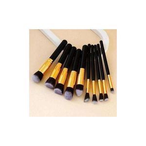 SXCHEN 10 Pcs Professional Makeup Brush Set Practical Beauty Tools Black Gold