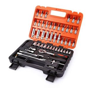 53pcs Combination Socket Wrench Set Ratchet Hand Repair Tool 1/4 3/4,