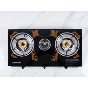 Happy Home  2+(1 small)-Burner Table Top Gas Cooker With STRONG Glass Top