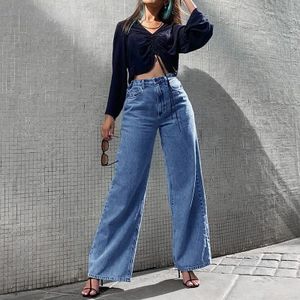 Womens Straight Wide Leg Jeans High Waisted Distressed Boyfriend Jeans Y2k  Stretch Baggy Streetwear Denim Pants