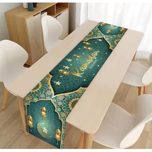 Ramadan Mubarak Table Runner 33×180cm – Elegant Eid Dining Table Cover