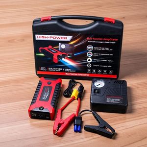 Portable Design Smart Protection Battery Booster USB Output 12V 99800mAh Car Jump Starter with Air Compressor. 