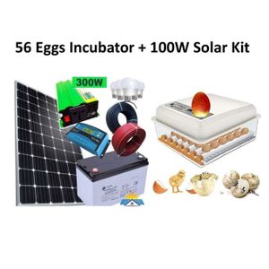 56Eggs Solar Automatic Eggs Incubator AC / DC + 100Watts Solar Panel Fullkit