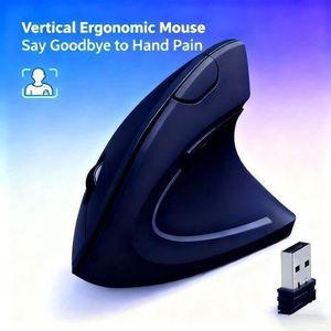 RECHARGEABLE Vertical Mouse, Right Handed 2.4GHz Wireless Ergonomic Rechargeable Vertical Mouse with 3 Adjustable DPI 800/1200/1600, Quiet Clicks, 6 Buttons,Compatible with PC, Desktop, computer, laptop(Black)