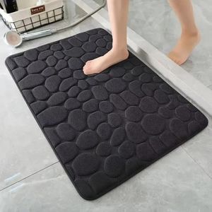 Anti slip bathroom mat, pebble embossed bath mat, absorbent door mat, carpet door mat - black
