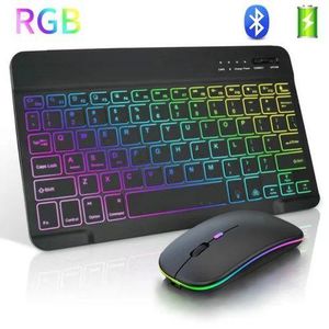  Wireless Bluetooth Keyboard+Mouse 7 Colors Backlit Rechargeable Keyboard