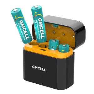 GMCELL Lithium 4 AA Batteries 1.5V High Capacity Double A Battery Long Lasting Power AA Rechargeable Li-Ion Battery(With Charger)