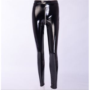 Fashion (Black)Assthetic Pants METALLIC Latex Faux Leather