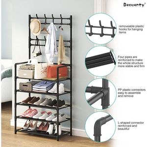 5 Tier Shoe Rack Multifunctional Shoe and Hat Rack - Hall Tree,Freestanding Shoe Rack, Coat Hat Umbrella Rack,Storage Shelves,Entryway Coat Rack,Organizer Closet for Bedroom,Cloakroom