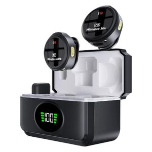 Wireless microphone dual noise cancellation wireless microphone with Crystal clear voice dual wireless microphone with charging case