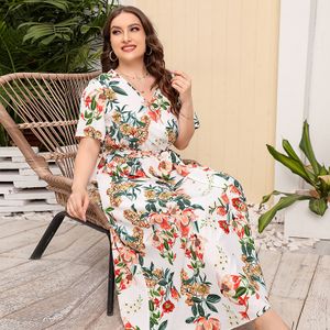 3XL 4XL Chubby Lady Elegant Chic Women Dresses Large Size Summer Maxi Dress  African Female Mother Home Clothes Boho Casual Loose