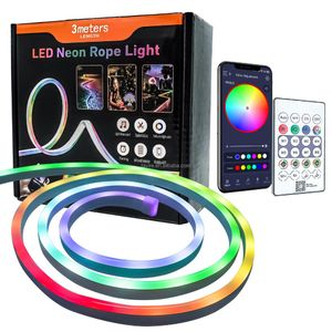 Smart Neon Rope Lights 5 meters RGB LED Strip Lights APP Remote Control Color Changing DIY Flexible Music Sync for home ,room, pool, Gaming Room Decor