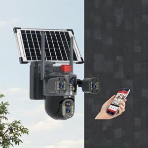 V380 Pro 12MP 4G Sim card PTZ Rotating Multiple Lens Three Screens Two Way Audio PIR Human Detection Motion Detection Support Outdoor Security CCTV Solar Camera